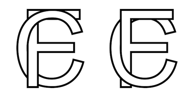 Logo sign fc cf icon sign interlaced letters C F vector logo cf fc first capital letters pattern alphabet c f