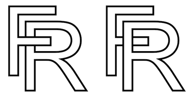 Logo sign fr and rf icon sign interlaced letters r F vector logo rf fr first capital letters pattern alphabet r f