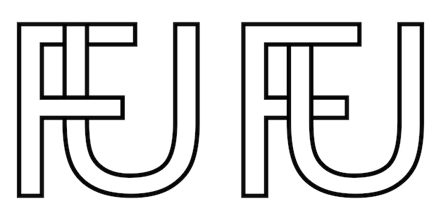 Vector logo sign fu and uf icon sign interlaced letters u f vector logo uf fu first capital letters pattern alphabet u f