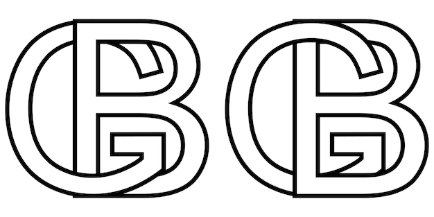 ロゴ サイン gb bg アイコン サイン インターレース文字 bg ベクトルのロゴ gb bg 最初の大文字パターン アルファベット gb