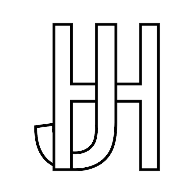 Logo sign hj jh icon double letters logotype h j