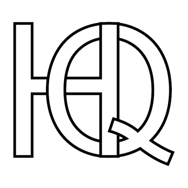 Logo sign hq qh icon nft interlaced letters q h