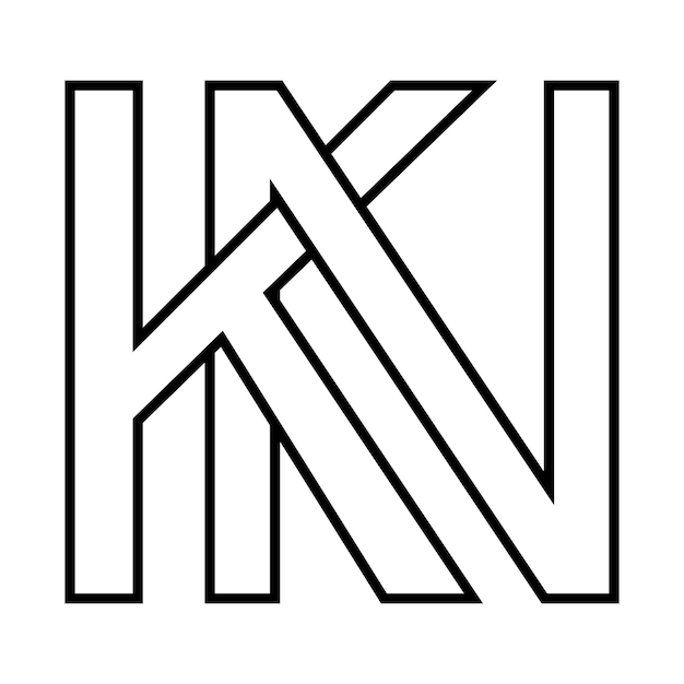 Знак логотипа kn nk значок двойные буквы логотип nk