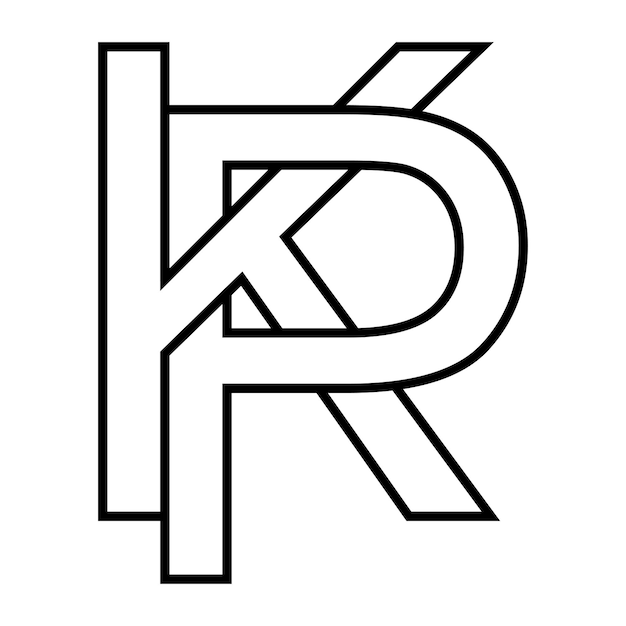 Logo sign kp pk icon double letters logotype p k