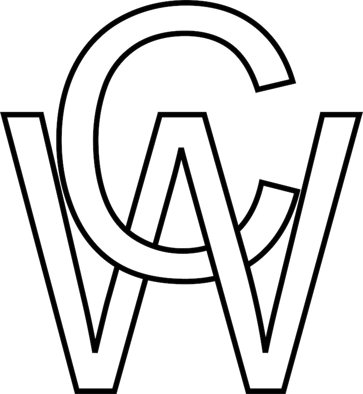 वेक्टर लोगो चिह्न wc cw आइकन साइन इंटरलेस्ड अक्षर c w