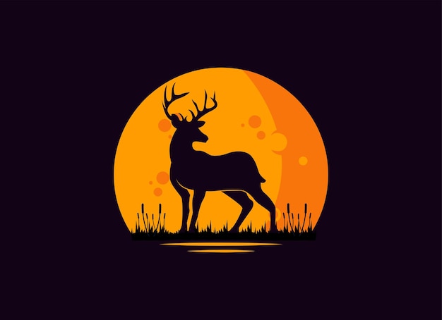 Logo silhouette of deer design template