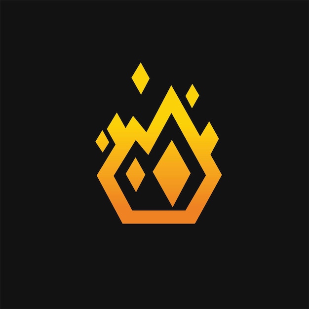 logo simple fire in dark background
