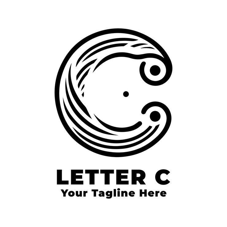 Vector logo simple letter c design with flat background