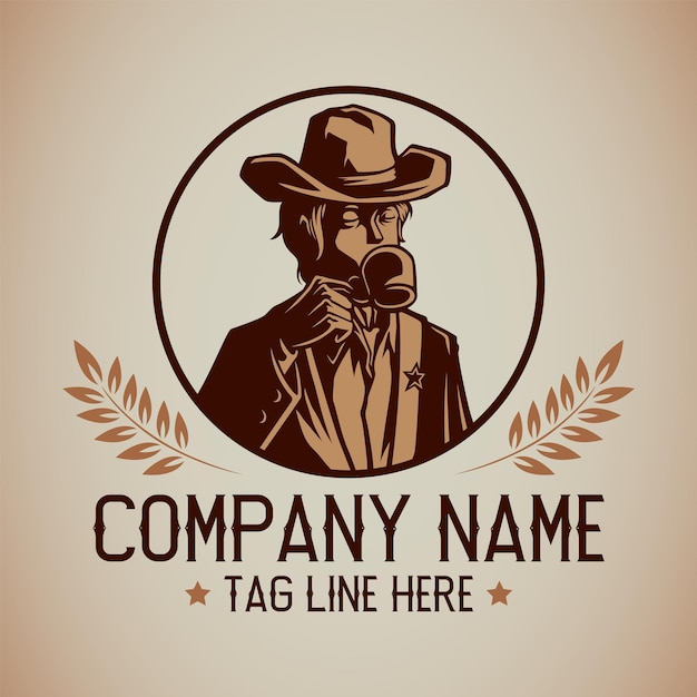 Logo sjabloon van cowboy silhouet drinken