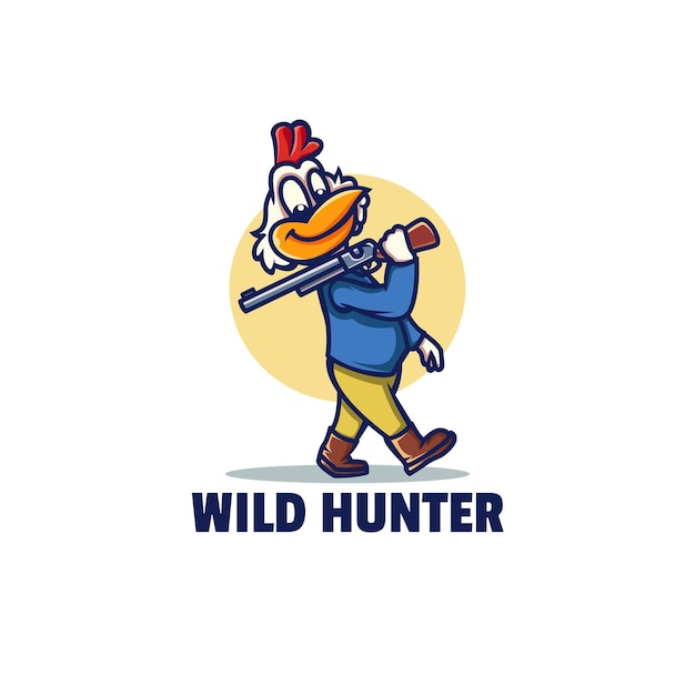 Logo sjabloon van wild hunter mascot cartoon style