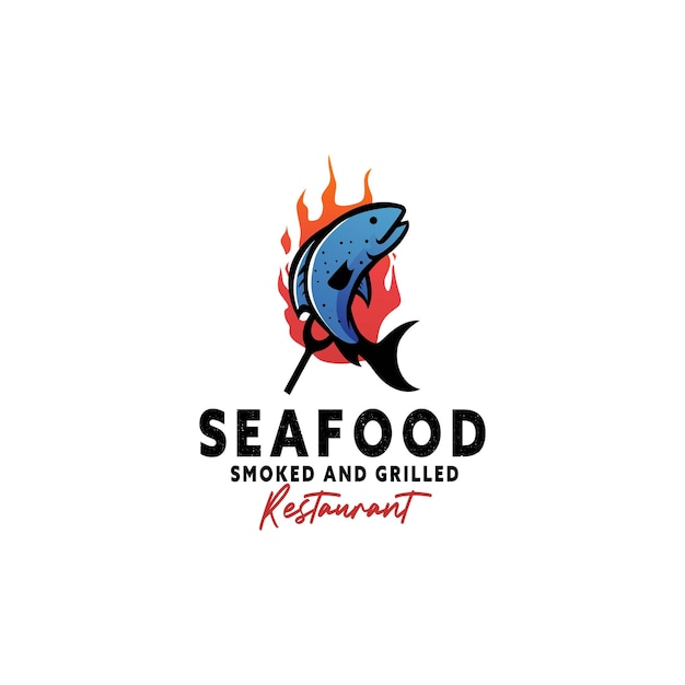 logo sjabloon voor gerookte en gegrilde visrestaurants