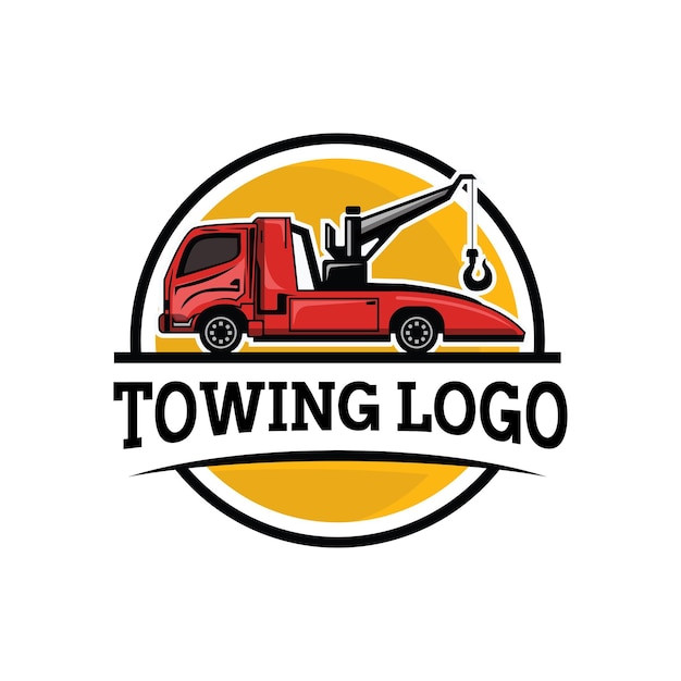 Logo sjabloon voor het slepen van vrachtwagens Geschikt logo voor bedrijven die verband houden met de automobielindustrie