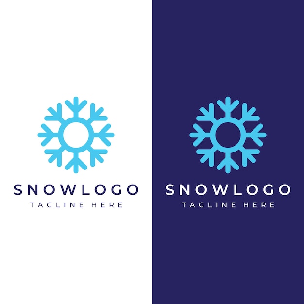 Logo sjabloonontwerp abstracte blauwe sneeuwvlok of koude elementen met outlineLogo voor wintericonsicecold