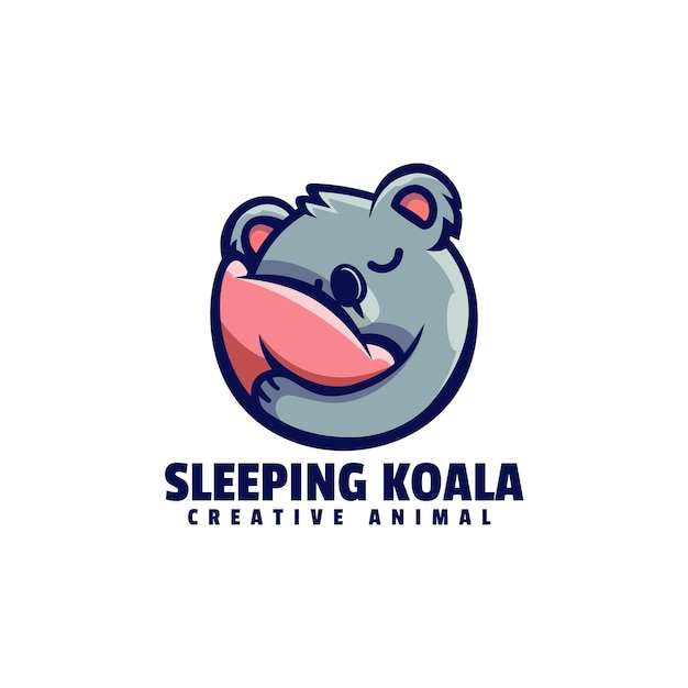  Logo Sleeping Koala Simple Mascot Style