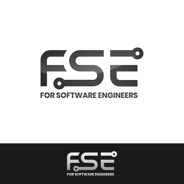 モダンでシンプルな大胆で豪華なスタイルの EPS ベクター形式のソフトウェア開発者またはエンジニアのロゴ