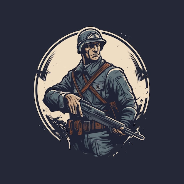 A logo of a soldier designed in esports illustration style