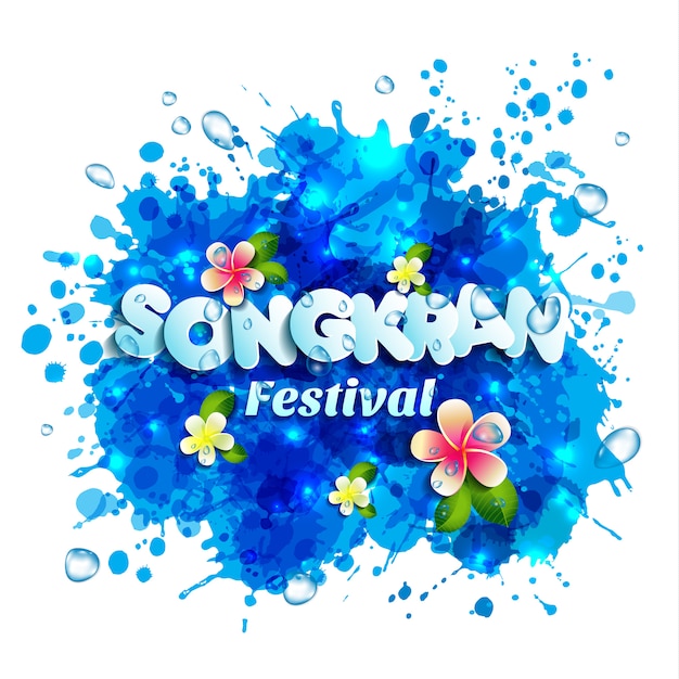 Vector logo songkran festival of thailand with water splash.