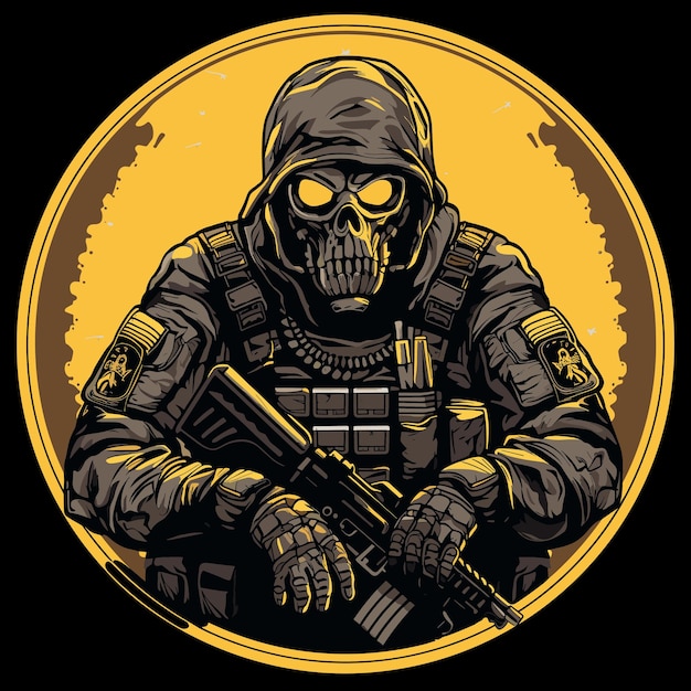 the logo of the special unit is a skeleton in a mask with a machine gun