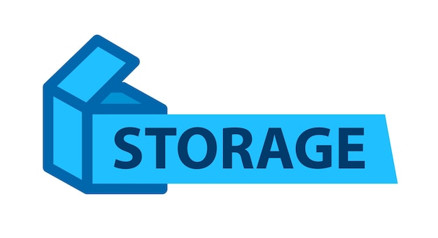 Logo per deposito di archiviazione file server blue box emblema vettoriale isolato su sfondo bianco