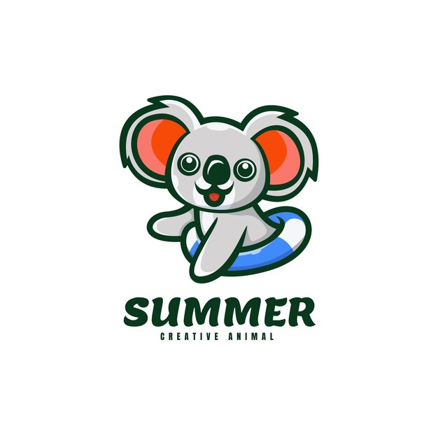 Vettore logo summer koala mascotte stile cartone animato