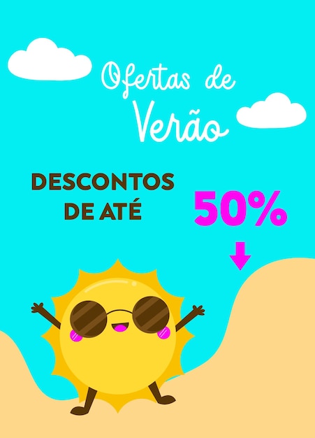 Vector logo summer offers with up to 50 off premium vector