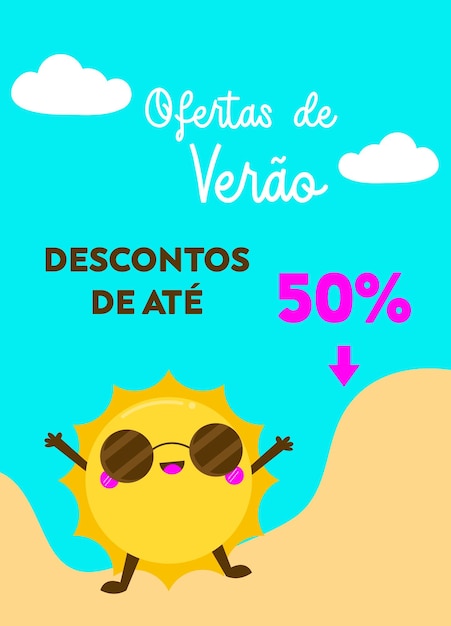 Logo offerte estive con uno sconto fino al 50 su premium vector