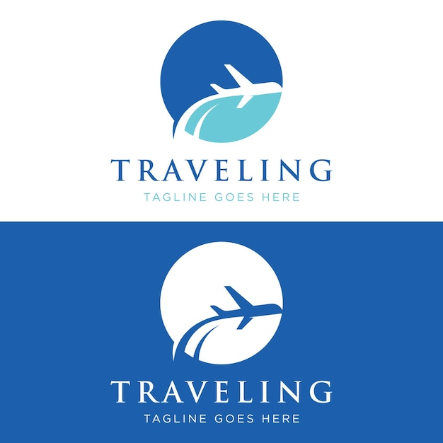 Logo creativo dell'agenzia di viaggi estivi per le compagnie aeree delle vacanze, per le agenzie di biglietti aerei aziendali, le vacanze e le aziende