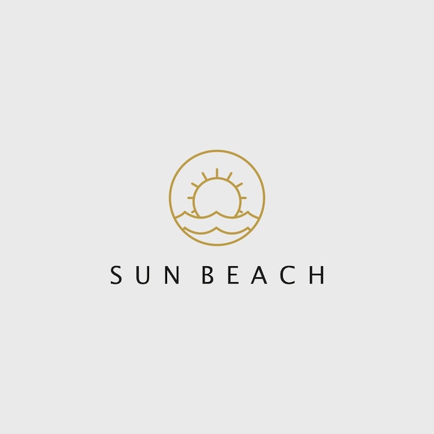 Логотип солнечный пляж дизайн искусство шаблон