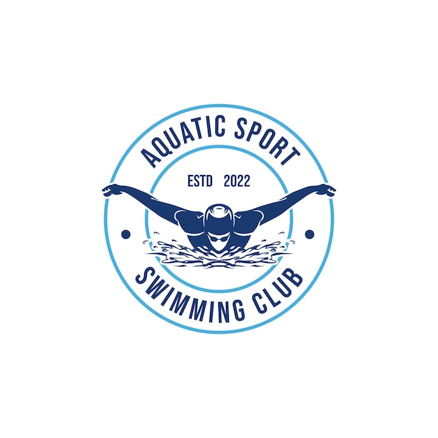 水泳選手の水泳クラブまたは水泳学校のロゴ デザイン テンプレートのインスピレーションのロゴ