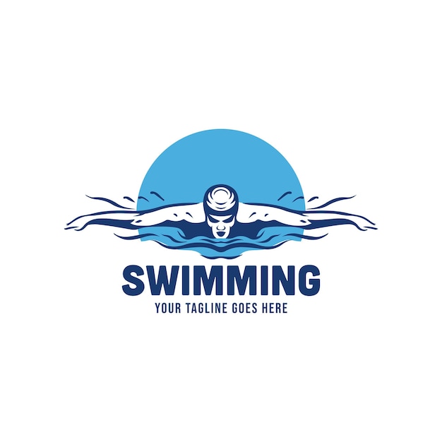 Logo di un club di nuoto per nuotatori o ispirazione per il modello di progettazione del logo di una scuola di nuoto