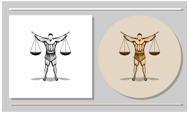 Logo or symbol of justice Illustration of a person weighing scales