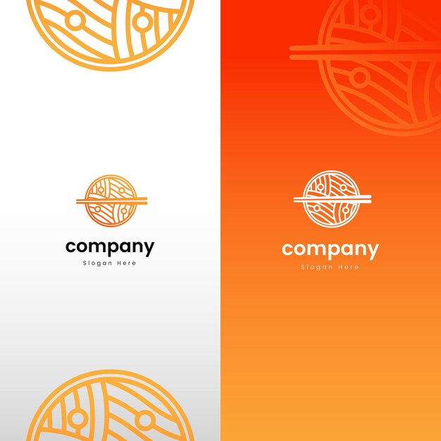 Vector logo symbol noodle elegant pictoral met goudoranje kleur