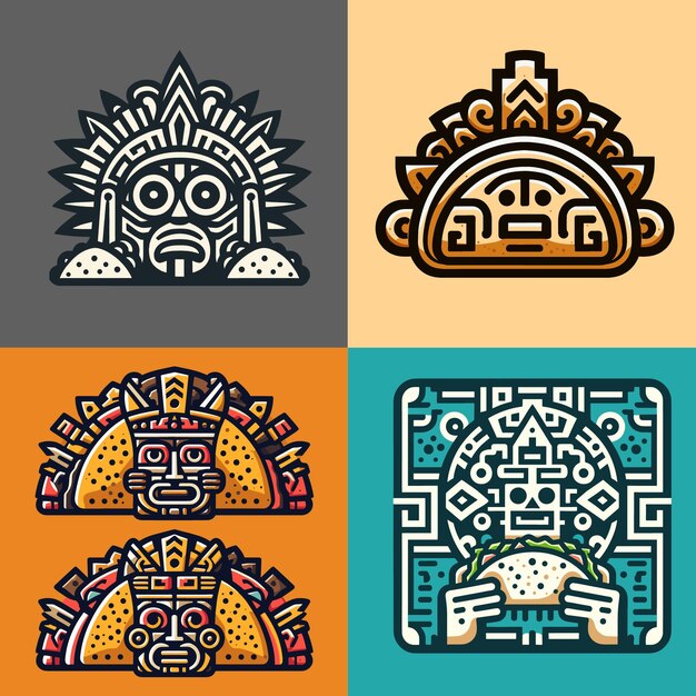 Vector logo tacos patron azteca