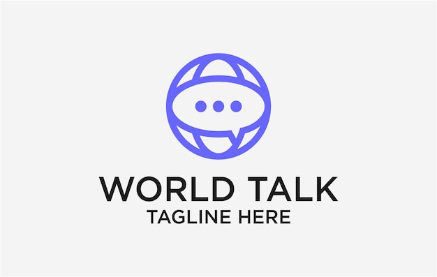 Vector logo talk and world combined line