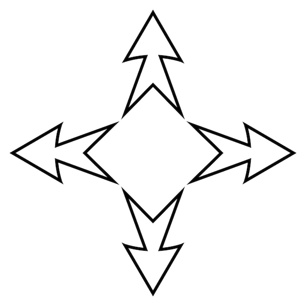 Вектор Логотип татуировки стрелки кардинального направления вектор бизнес знак стрелки и квадрат внутри символ международной торговли и бизнеса
