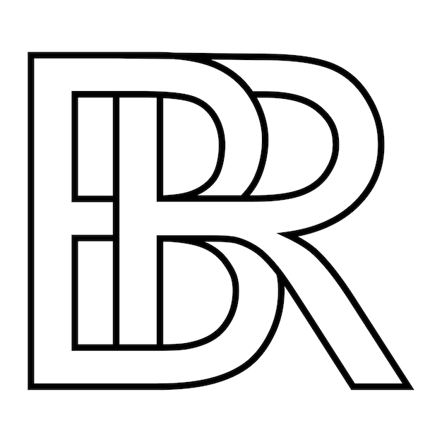 Logo teken br rb pictogram teken twee interlaced letters B en R vector logo br rb eerste hoofdletters patroon alfabet br