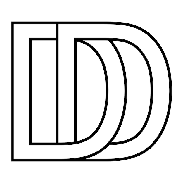 Vector logo teken dd pictogram teken geïnterlinieerde letters d