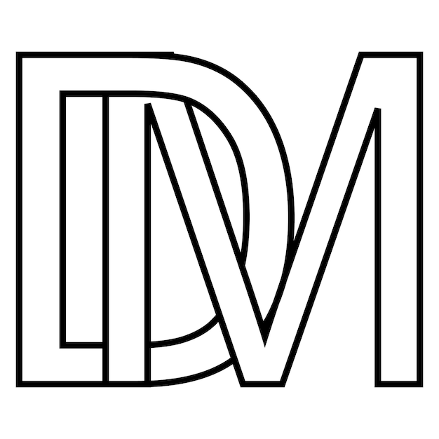 Logo teken dm md pictogram teken dm geïnterlinieerde letters dm