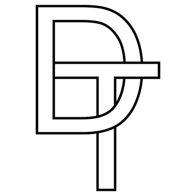 Vector logo teken dt td pictogram nft dt geïnterlinieerde letters dt