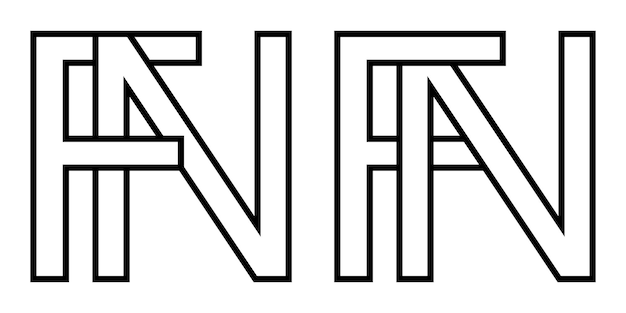 Logo teken fn en nf pictogram teken interlaced letters NF vector logo nf fn eerste hoofdletters patroon alfabet nf