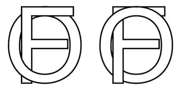 Logo teken fo van pictogramteken geïnterlinieerde letters van vector logo van fo eerste hoofdletters patroon alfabet van