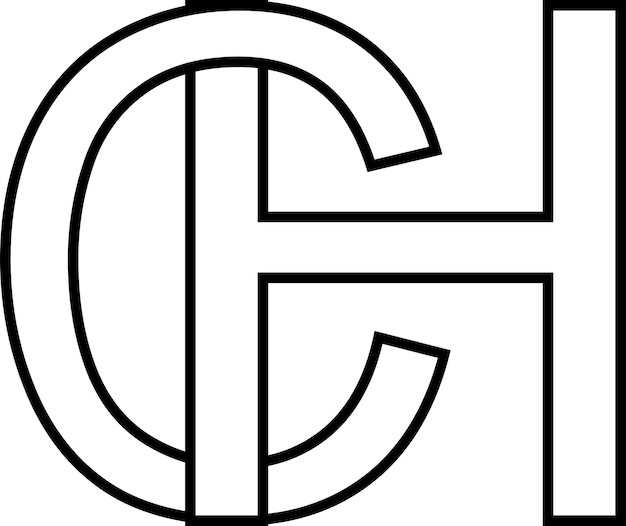 Logo teken hc ch pictogram teken geïnterlinieerde letters cg