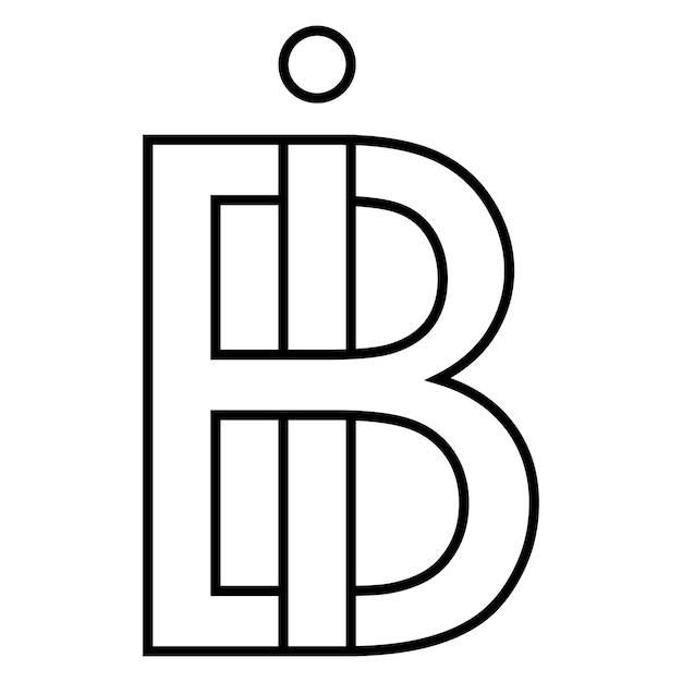 Vector logo teken ib bi pictogram nft geïnterlinieerde letters ib