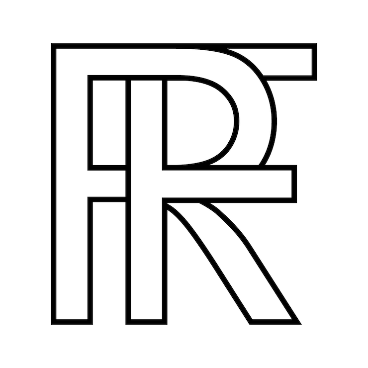 Vector logo teken rf fr icoon dubbele letters logo r f