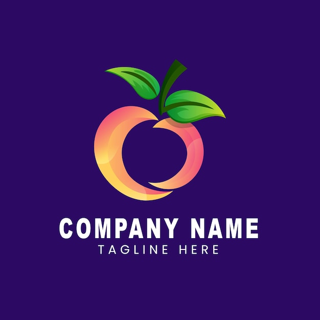 Logo template of apple combination leaf with gradient colors