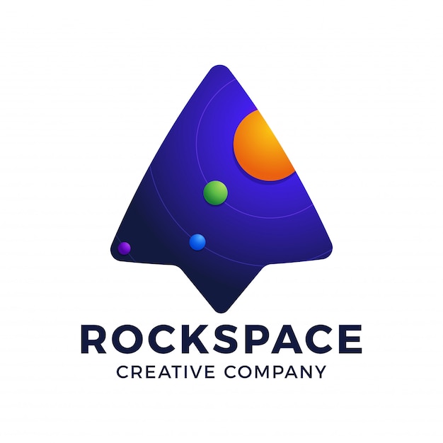 Logo template arrow up rocket and space element inside