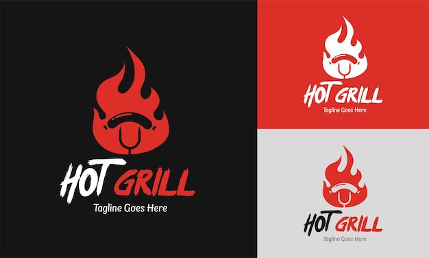 Vettore modello di logo per ristorante barbecue