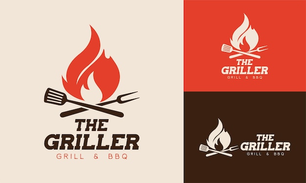 Vettore modello di logo per ristorante barbecue