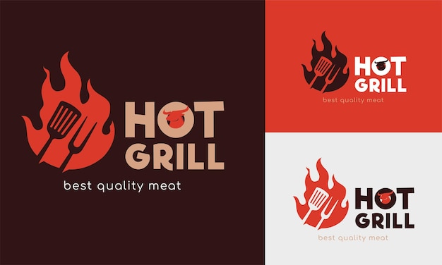 Modello di logo per ristorante barbecue