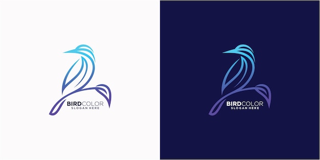 Шаблон логотипа в стиле арт линии птицы